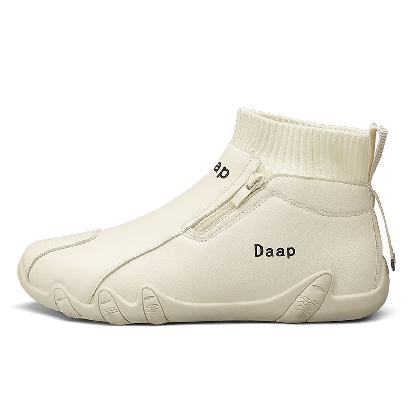Beige high-top sneaker with 'Daap' branding on a white background