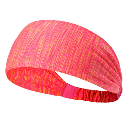 Pink and orange striped headband on a white background