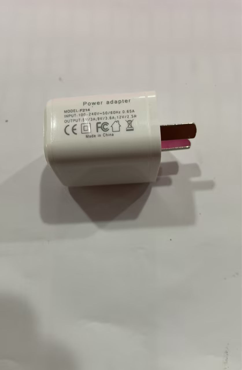 White power adapter on a white background