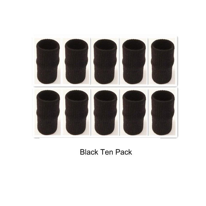 Ten black cylindrical objects arranged in a 2x5 grid on a white background.