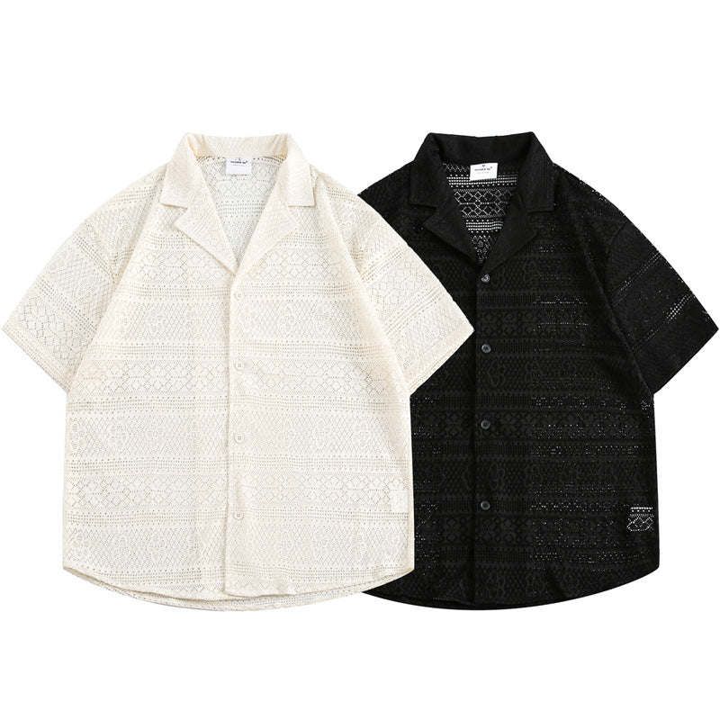 White and black textured shirts on a white background