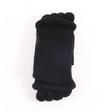 Black toe-shaped socks on a white background
