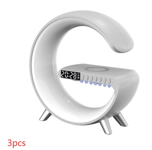 White electronic device with digital display on a white background