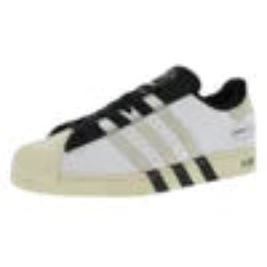 White sneakers with black stripes on a white background