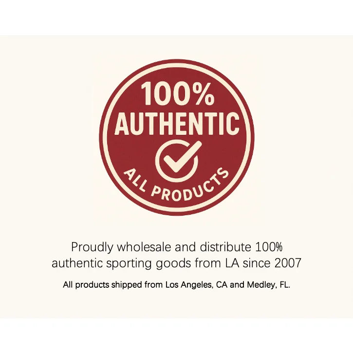 Red '100% Authentic All Products' logo on a beige background with text about wholesale distribution.