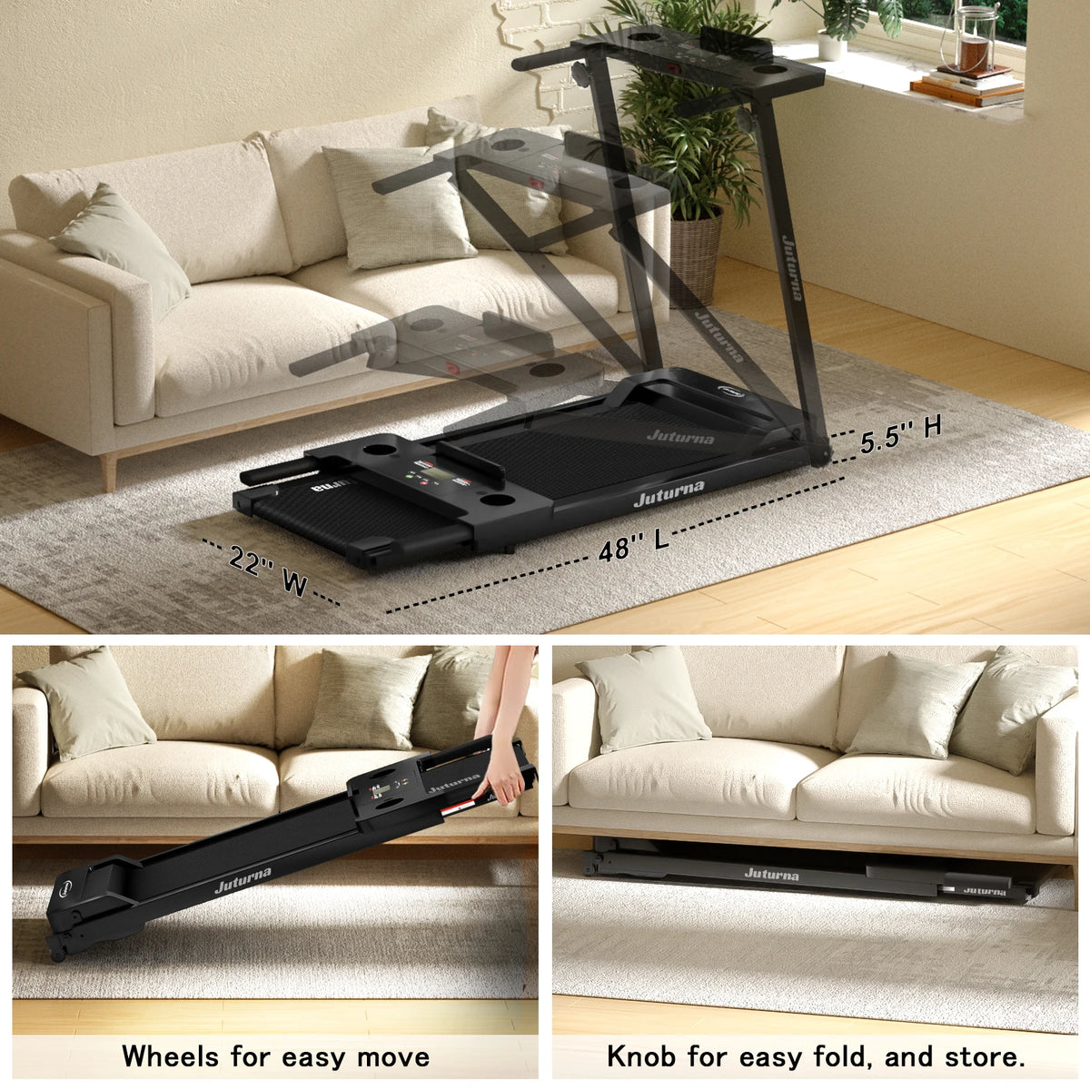 TOMILE Foldable Electric Treadmill with LCD Display