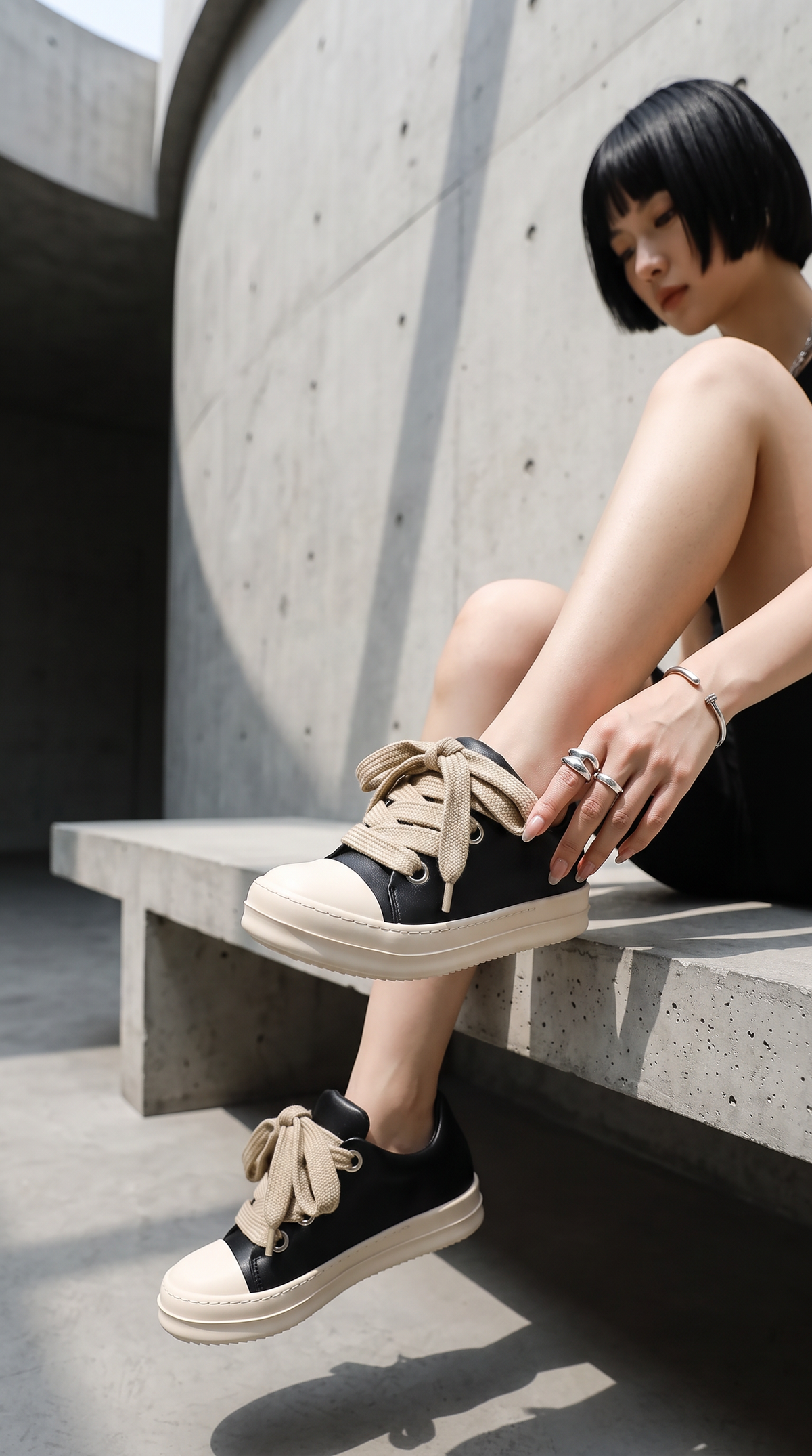 Black Lace-Up Casual Sneakers