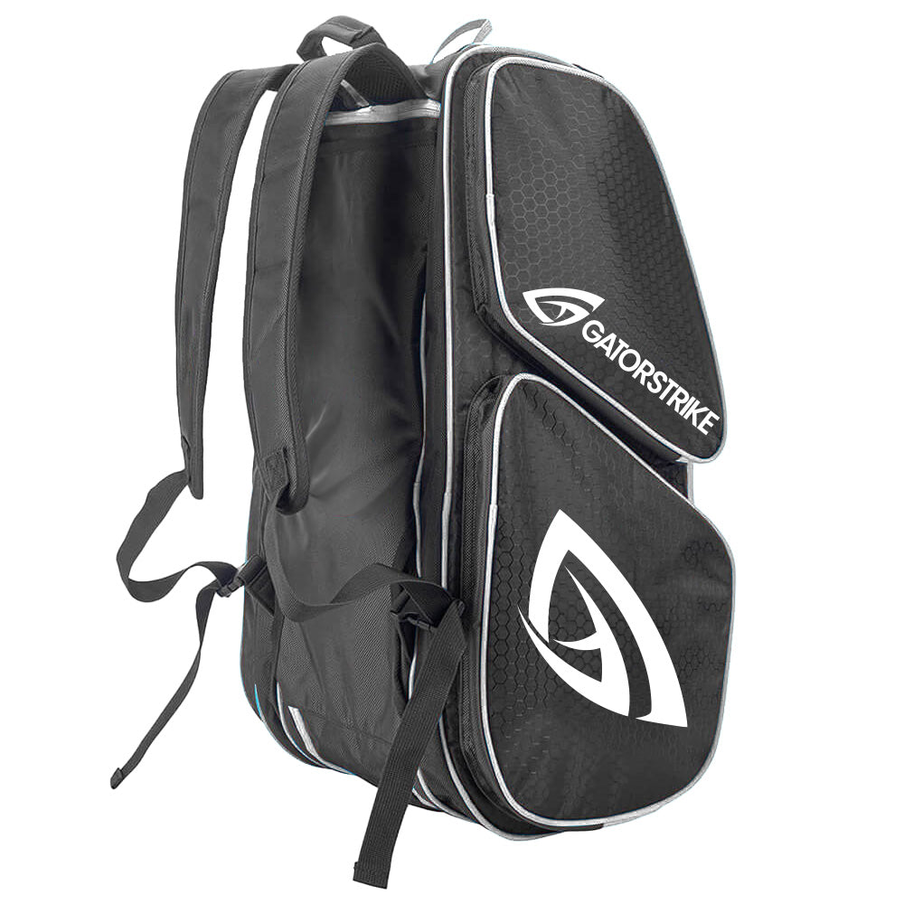 Black backpack with Gatorstrike logo on a white background
