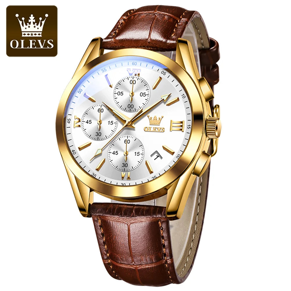 OLEVS 2872 Men’s Quartz Watch with Leather Strap