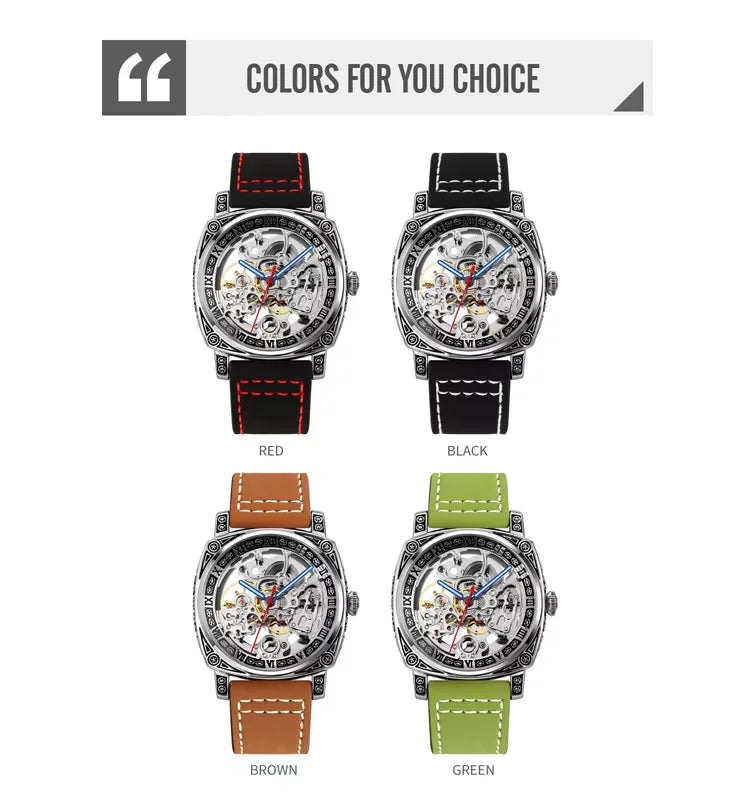 Men’s Square Skeleton Automatic Watch