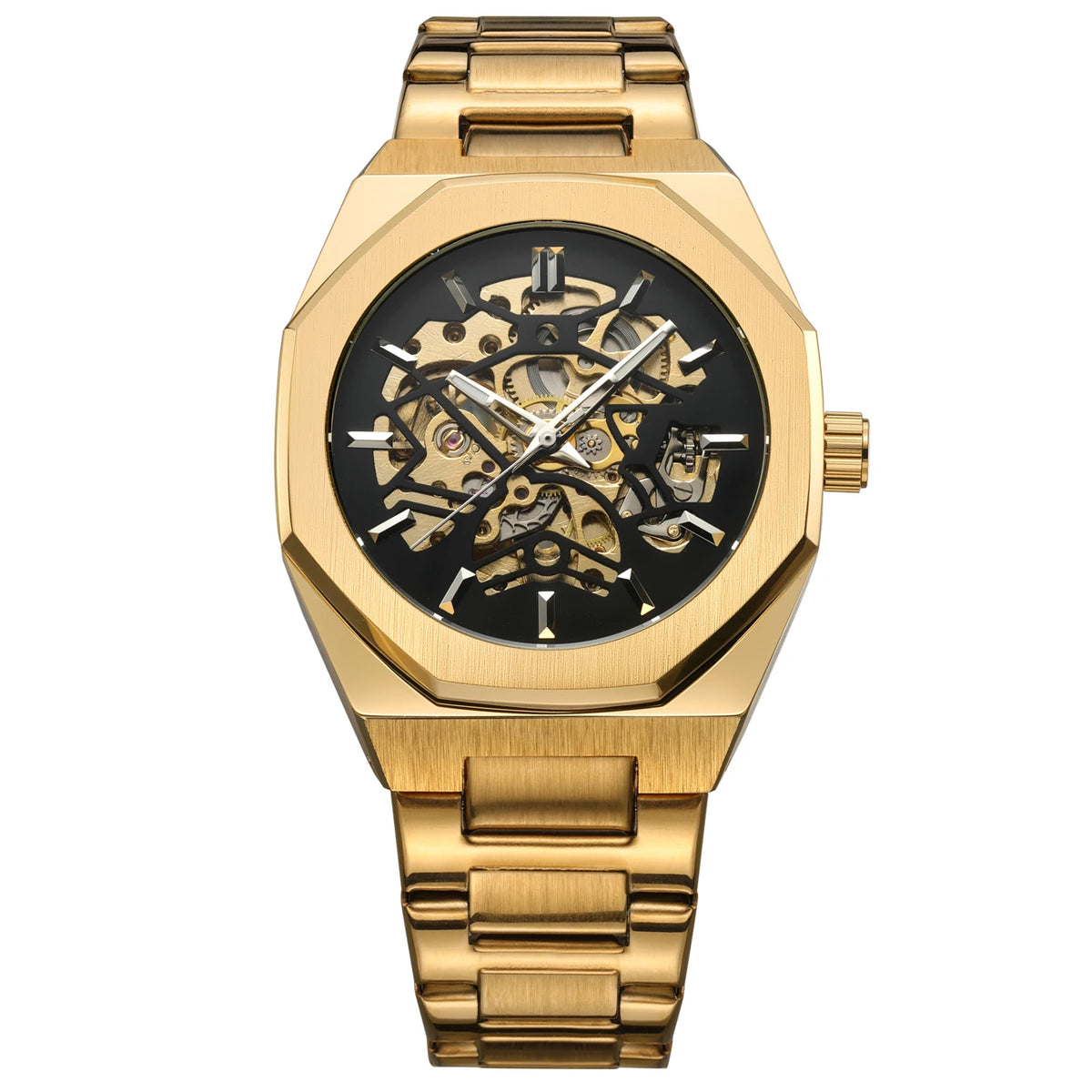 Men’s Skeleton Automatic Watch with Stainless Steel Band