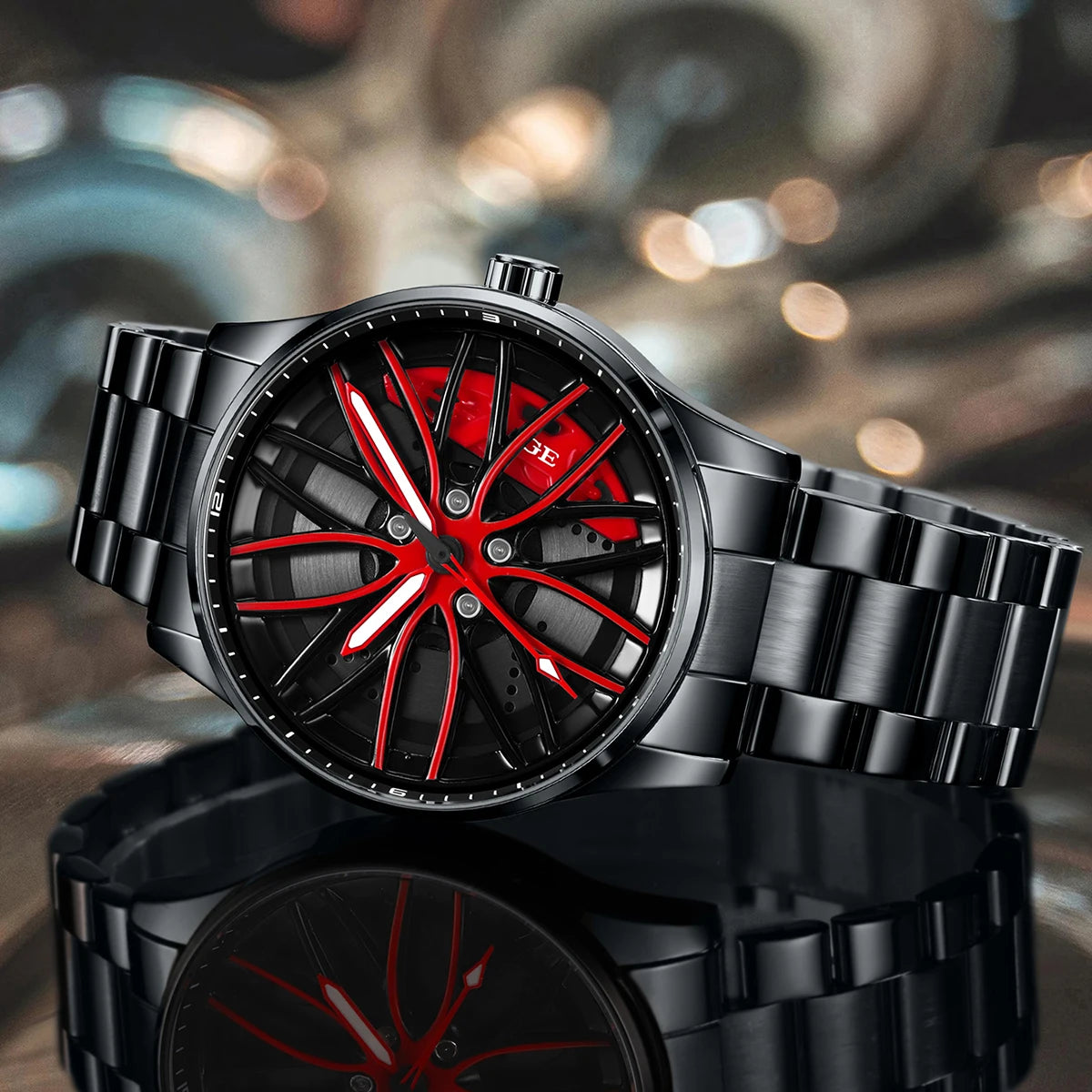 LIGE Square Steering Wheel Quartz Watch