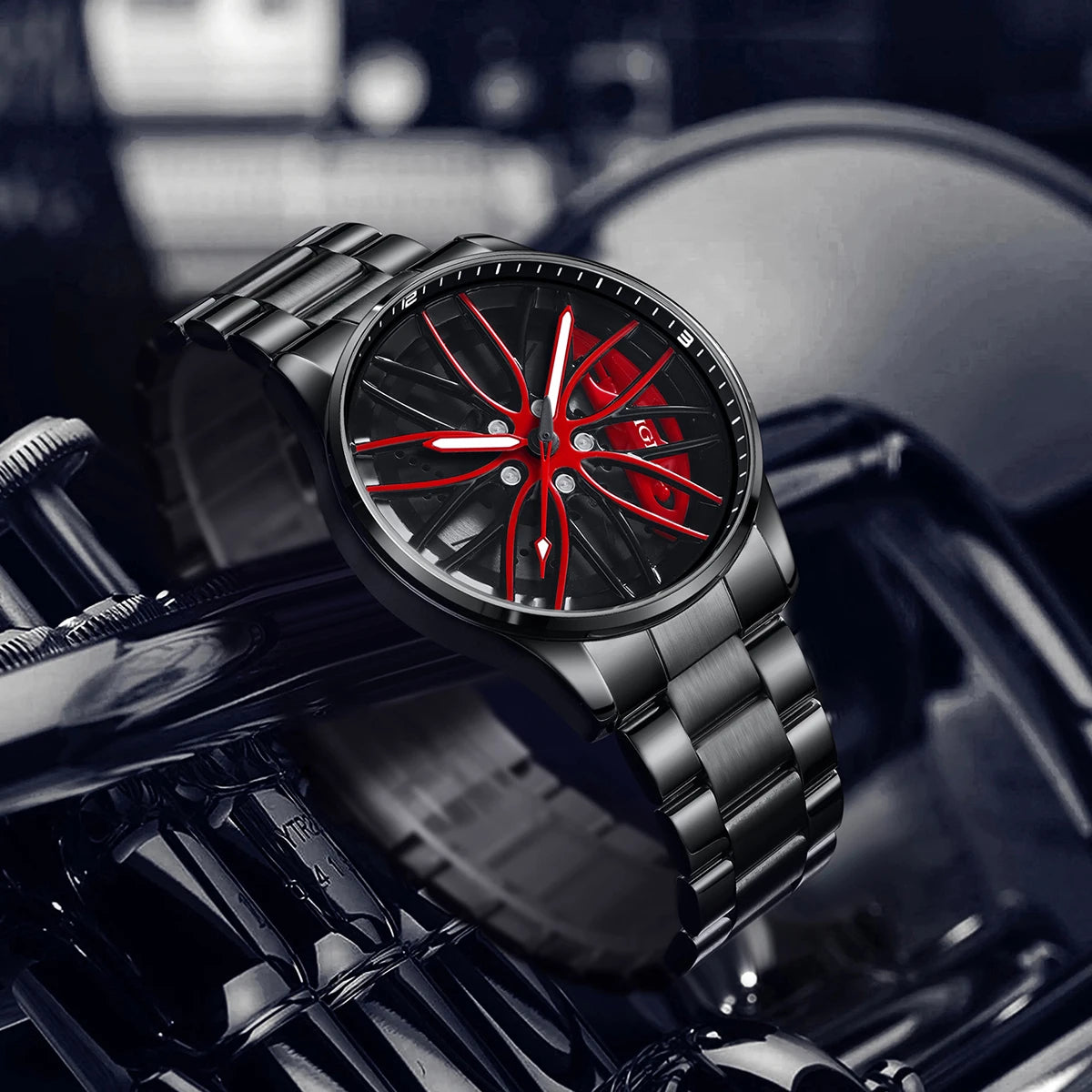 LIGE Square Steering Wheel Quartz Watch