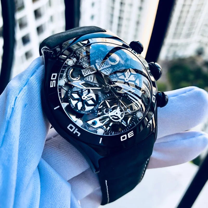 Reef Tiger Men’s Automatic Watch with Leather Band