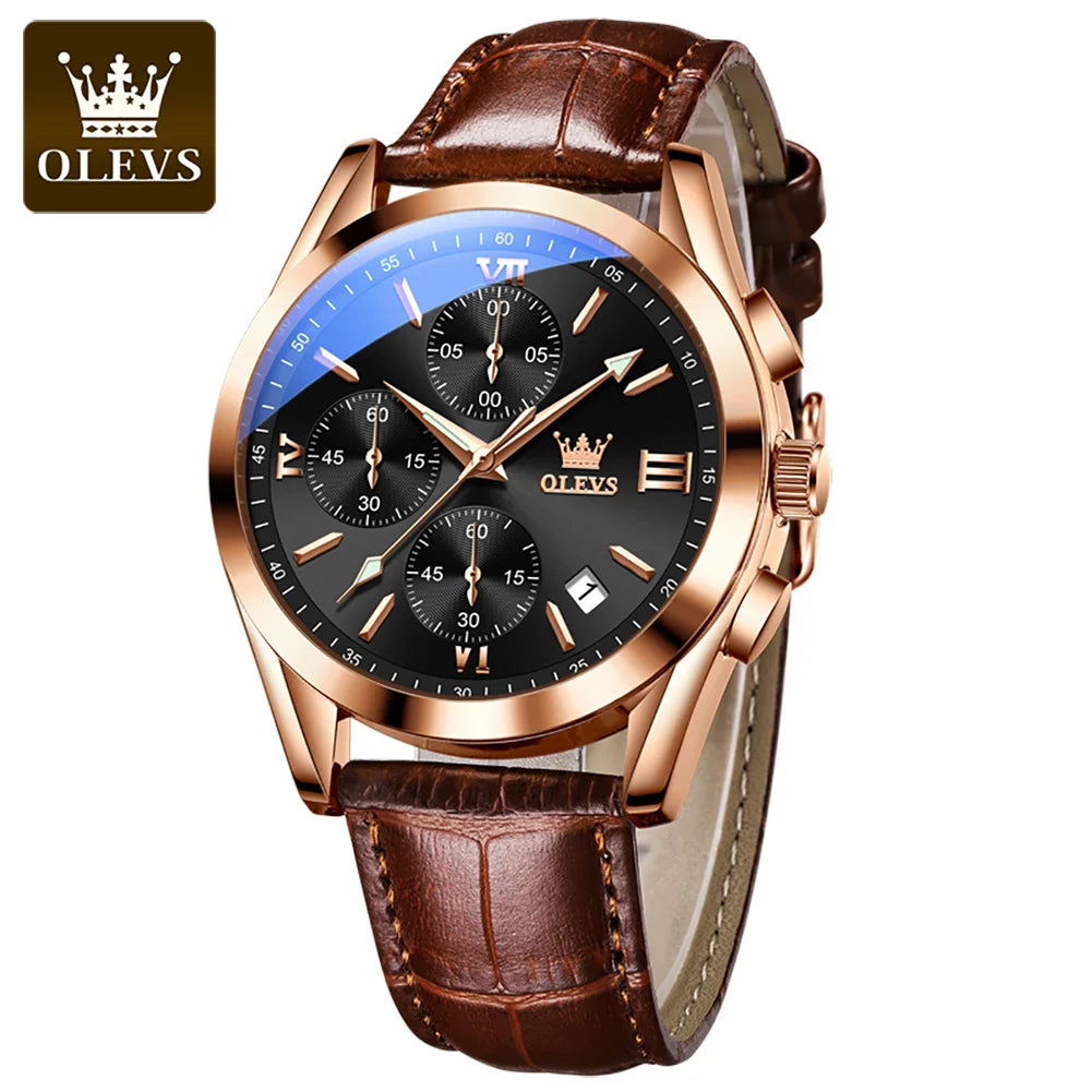 OLEVS 2872 Men’s Quartz Watch with Leather Strap