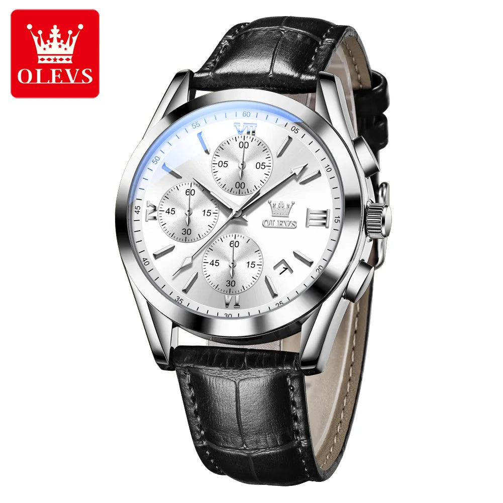 OLEVS 2872 Men’s Quartz Watch with Leather Strap