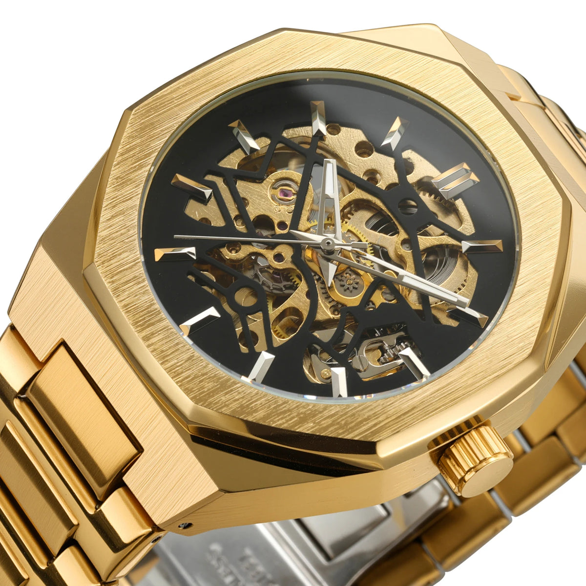 Men’s Skeleton Automatic Watch with Stainless Steel Band