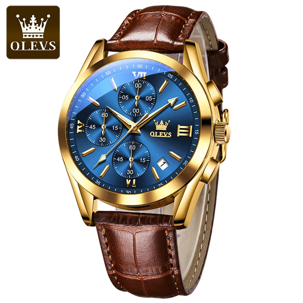 OLEVS 2872 Men’s Quartz Watch with Leather Strap