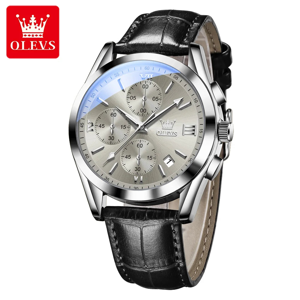 OLEVS 2872 Men’s Quartz Watch with Leather Strap