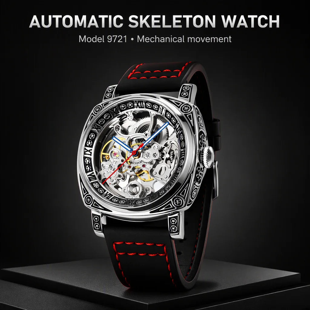 Men’s Square Skeleton Automatic Watch