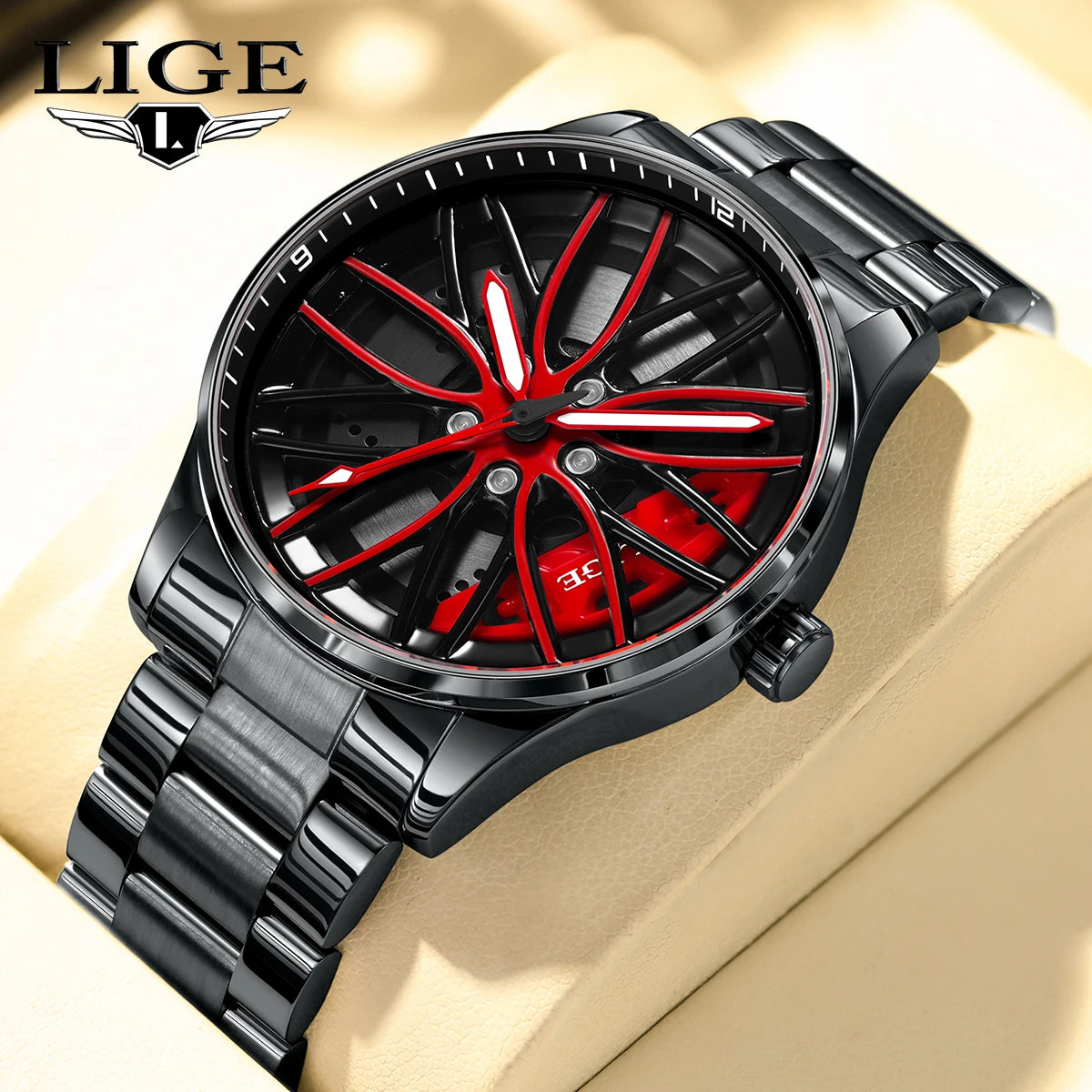 LIGE Square Steering Wheel Quartz Watch