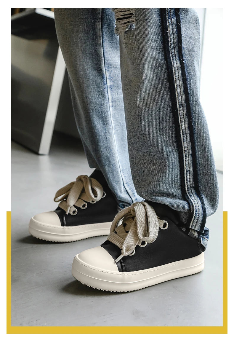 Black Lace-Up Casual Sneakers