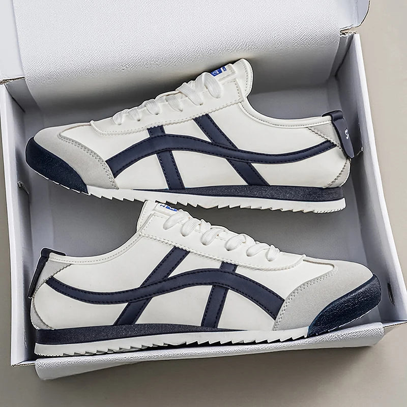 Men’s Striped Low-Top Lace-Up Sneakers