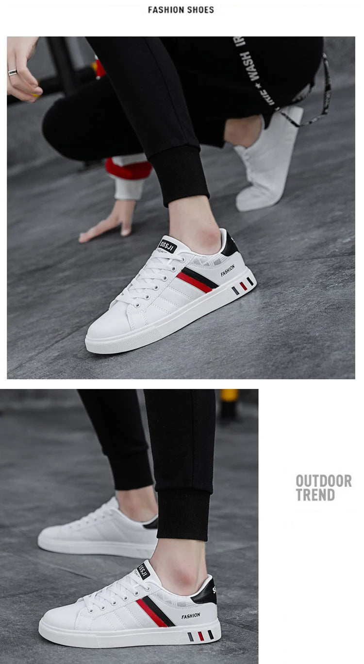 Men’s H07 Striped Faux Leather Sneakers