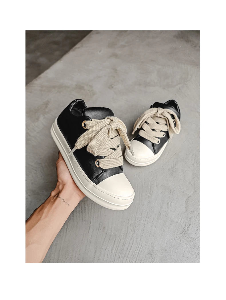 Black Lace-Up Casual Sneakers