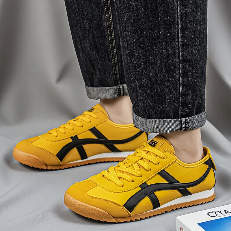 Men’s Striped Low-Top Lace-Up Sneakers