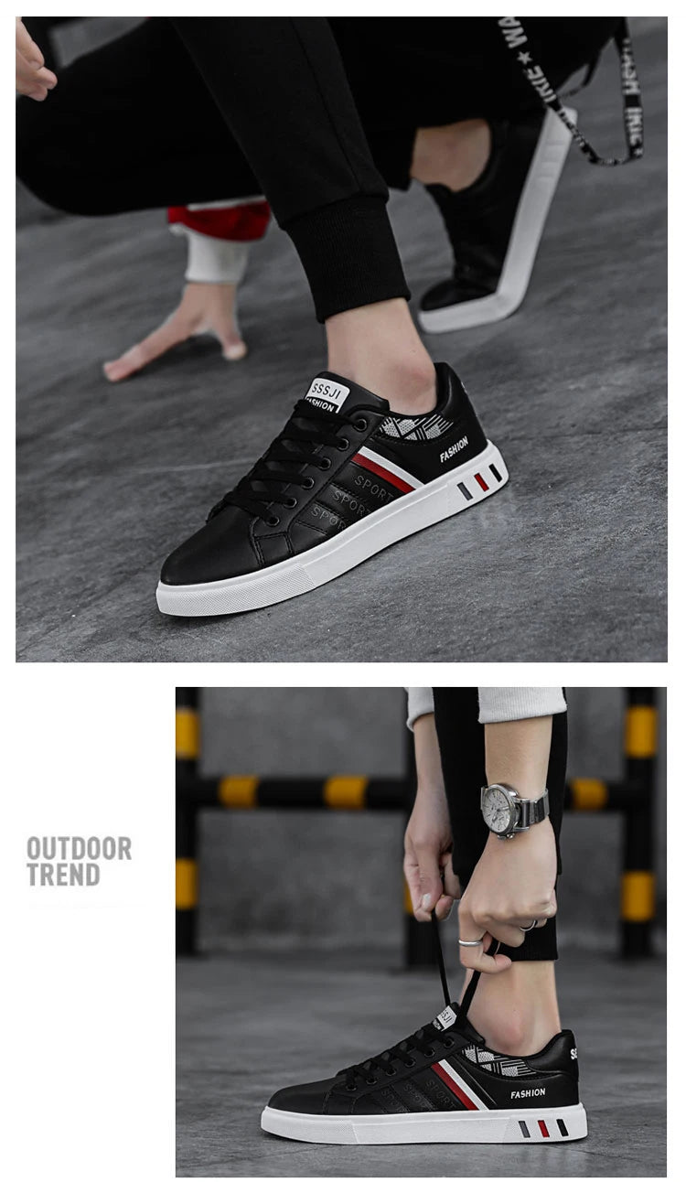 Men’s H07 Striped Faux Leather Sneakers