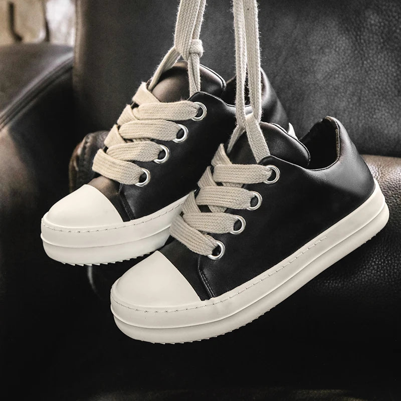 Black Lace-Up Casual Sneakers