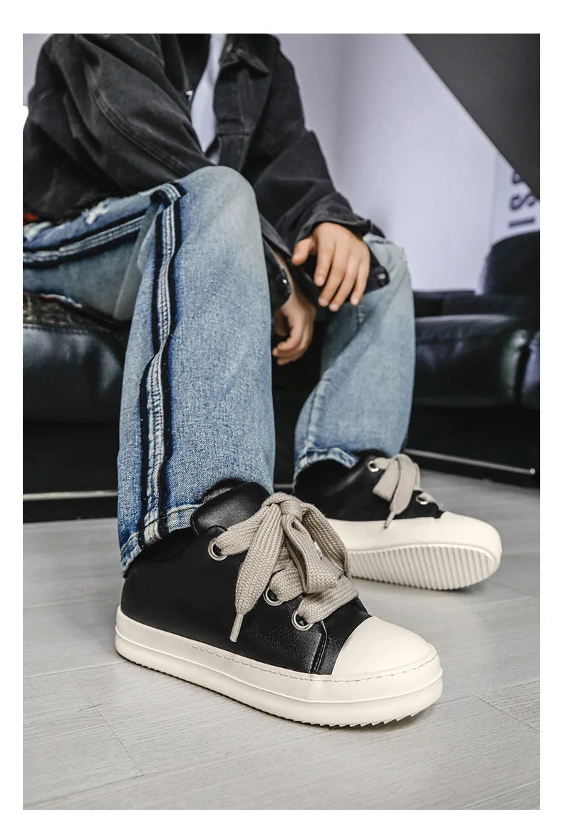 Men’s FH260 Black Faux Leather Casual Sneakers