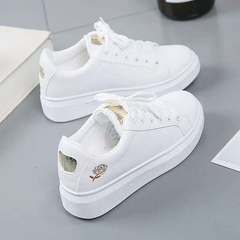 Women’s Floral Embroidered Lace-Up Sneakers