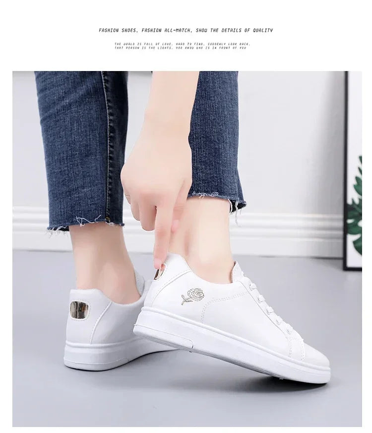 Women’s Floral Embroidered Lace-Up Sneakers