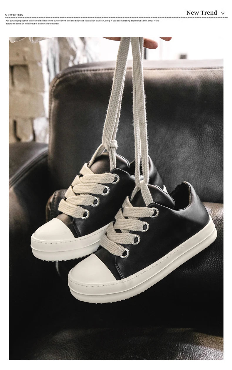 Black Lace-Up Casual Sneakers