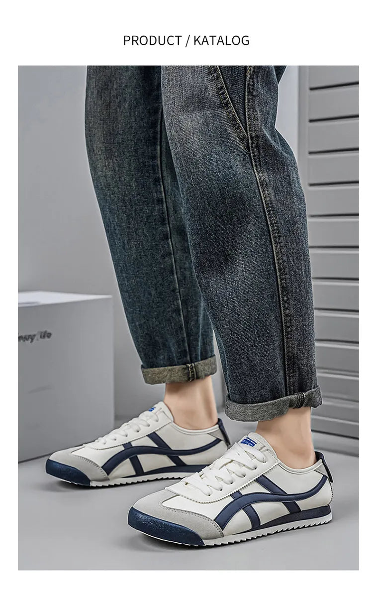 Men’s Striped Low-Top Lace-Up Sneakers