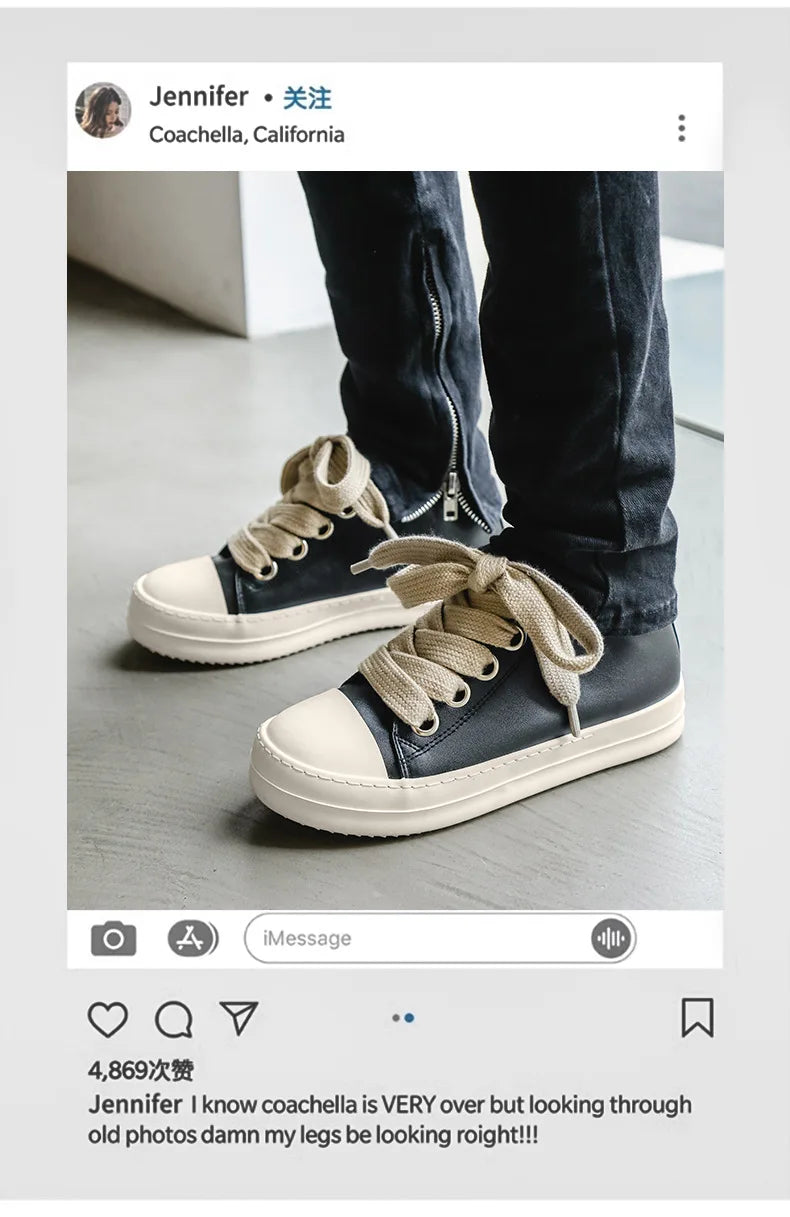 Men’s FH260 Black Faux Leather Casual Sneakers