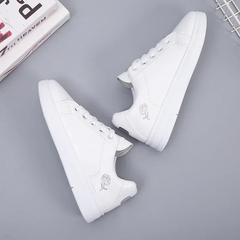 Women’s Floral Embroidered Lace-Up Sneakers