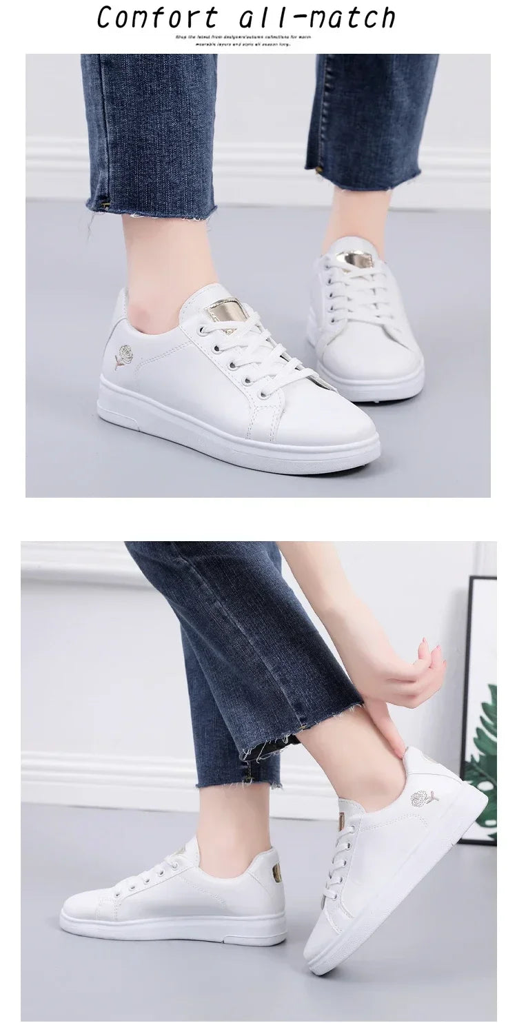 Women’s Floral Embroidered Lace-Up Sneakers