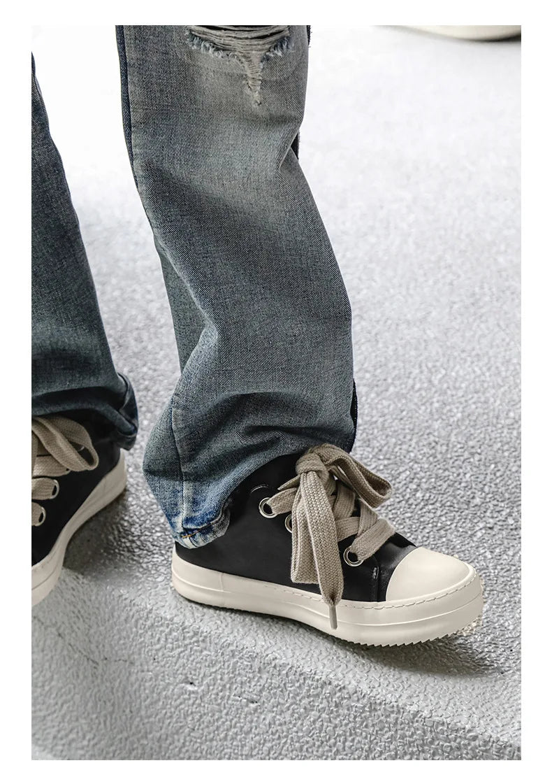 Men’s FH260 Black Faux Leather Casual Sneakers