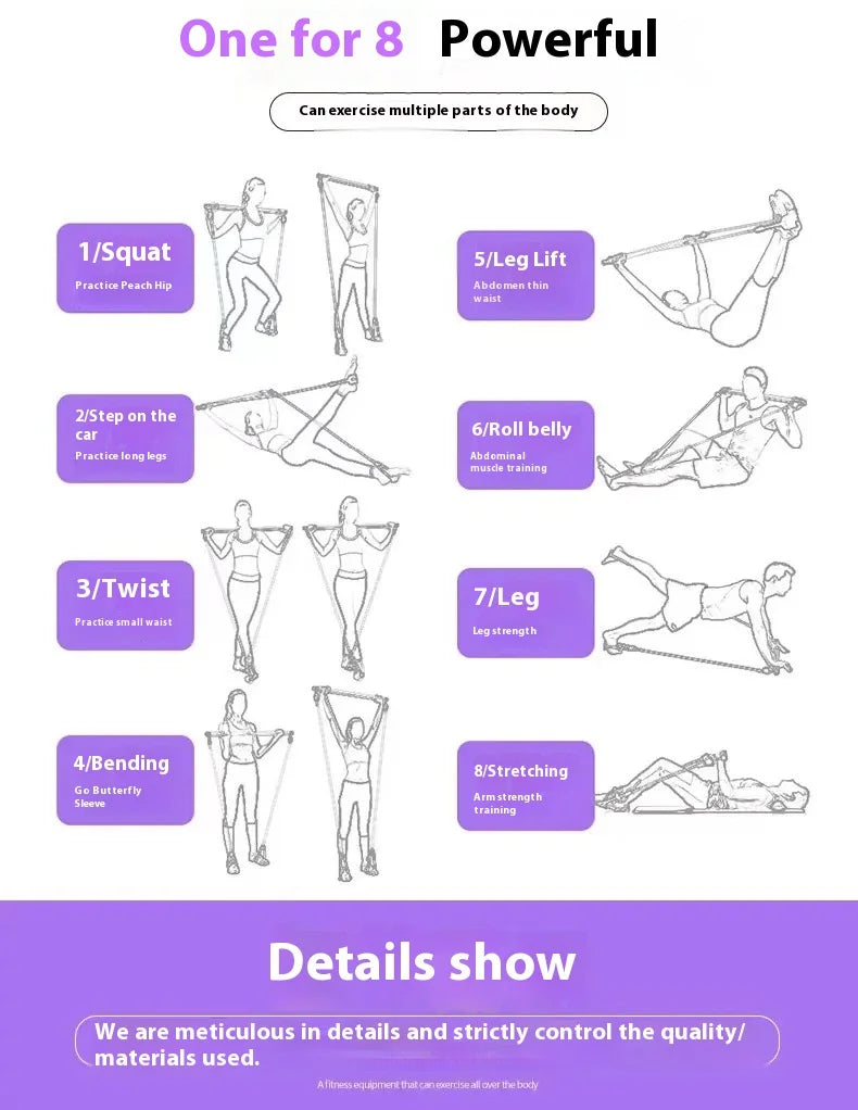 Pilates-Stange mit Widerstandsbändern