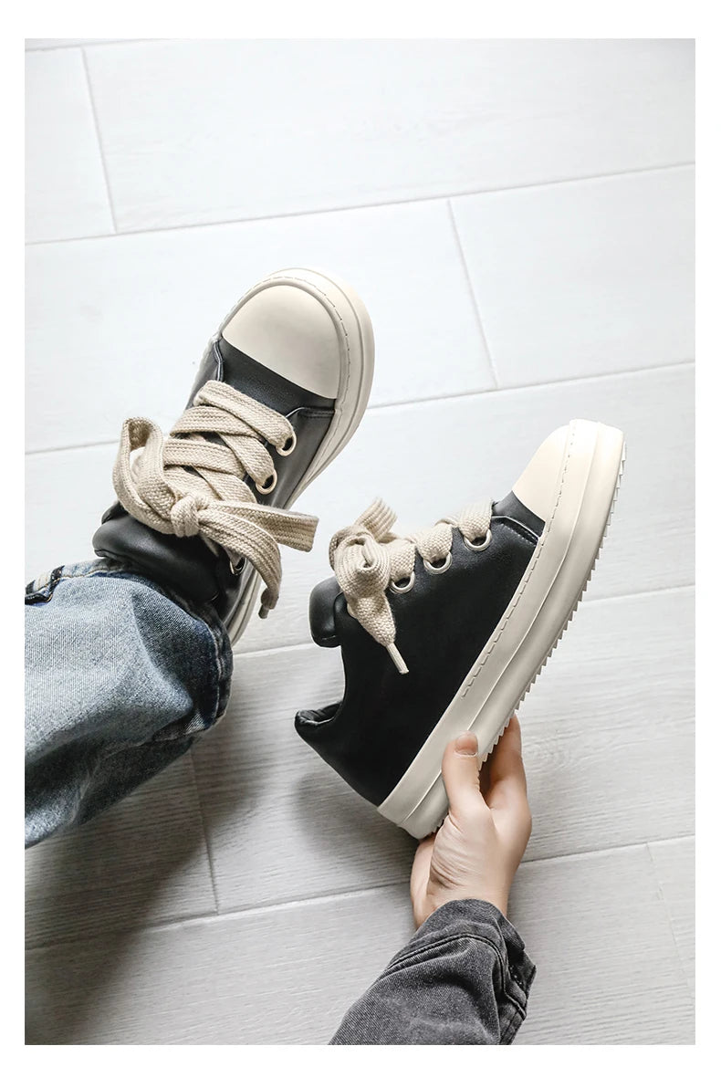 Black Lace-Up Casual Sneakers