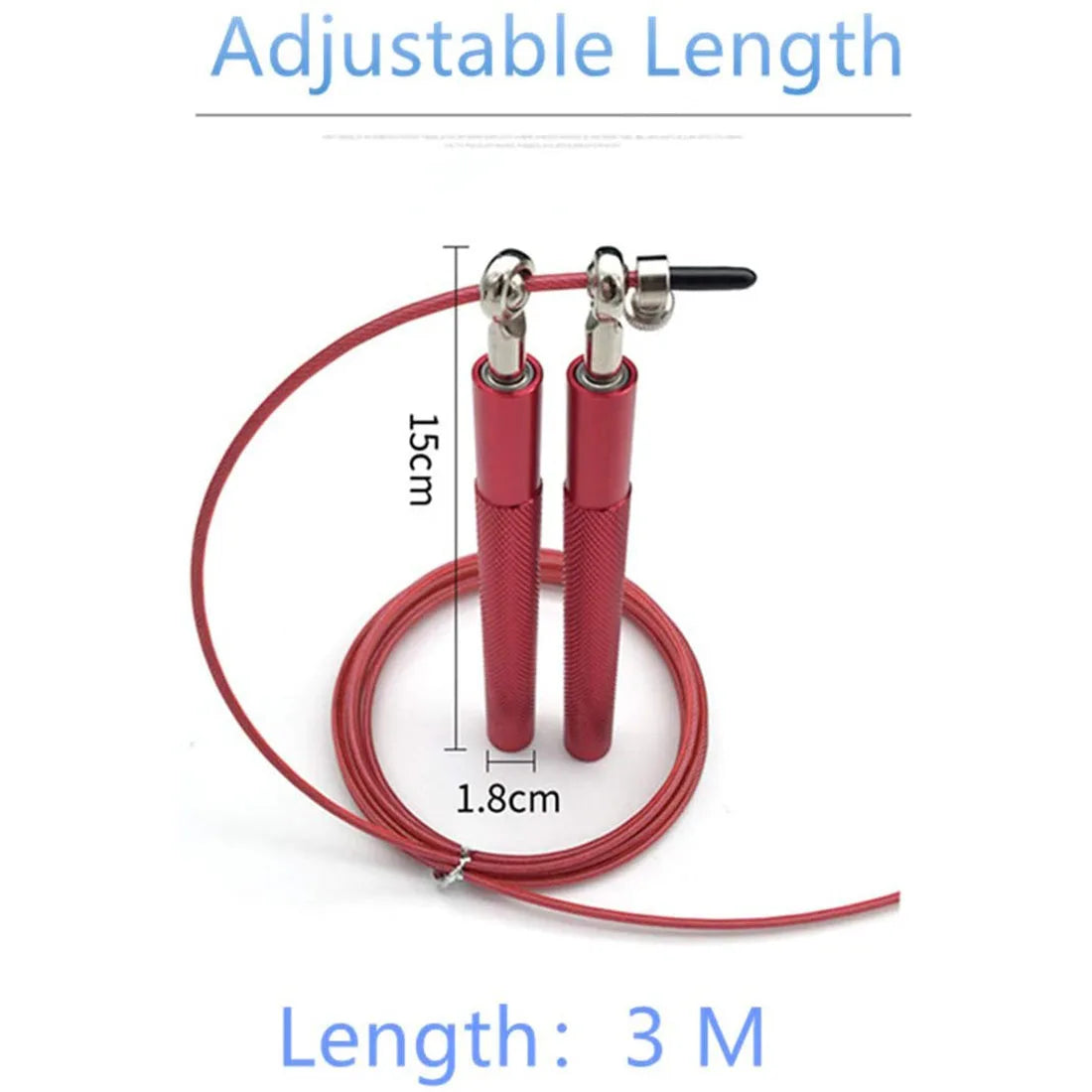 Red jump rope with measurement details on a white background