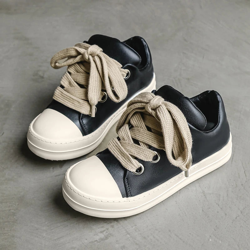 Black Lace-Up Casual Sneakers