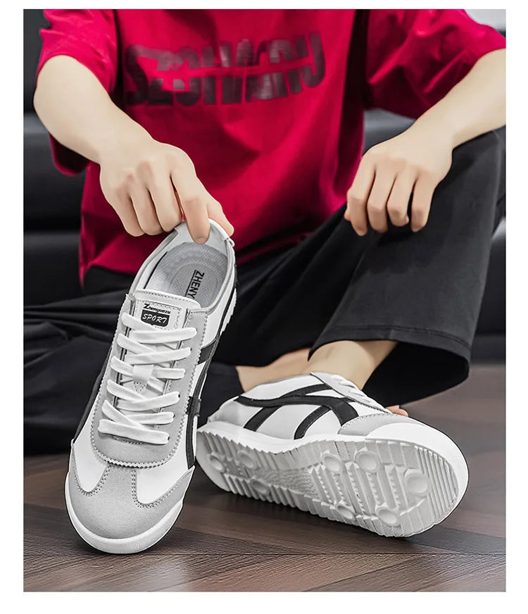 Men’s Striped Low-Top Lace-Up Sneakers