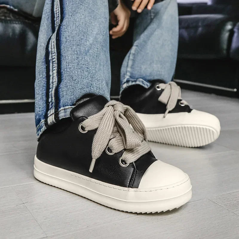 Men’s FH260 Black Faux Leather Casual Sneakers
