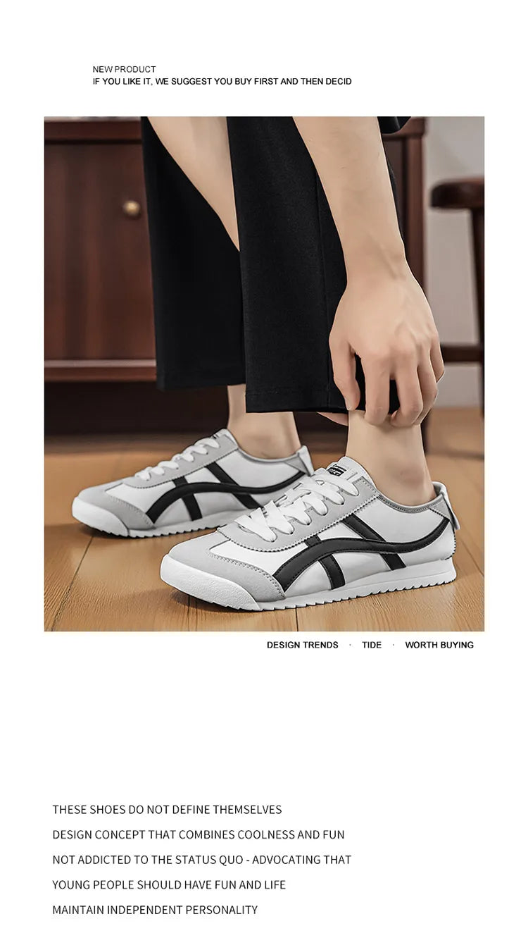 Men’s Striped Low-Top Lace-Up Sneakers