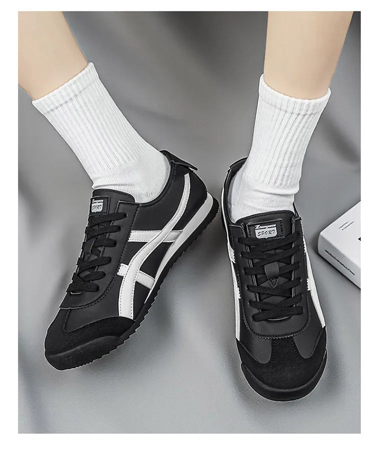 Men’s Striped Low-Top Lace-Up Sneakers