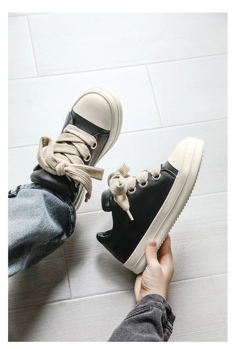 Men’s FH260 Black Faux Leather Casual Sneakers